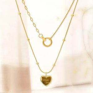 2 Pieces Forever Love Heart Link Necklace Set